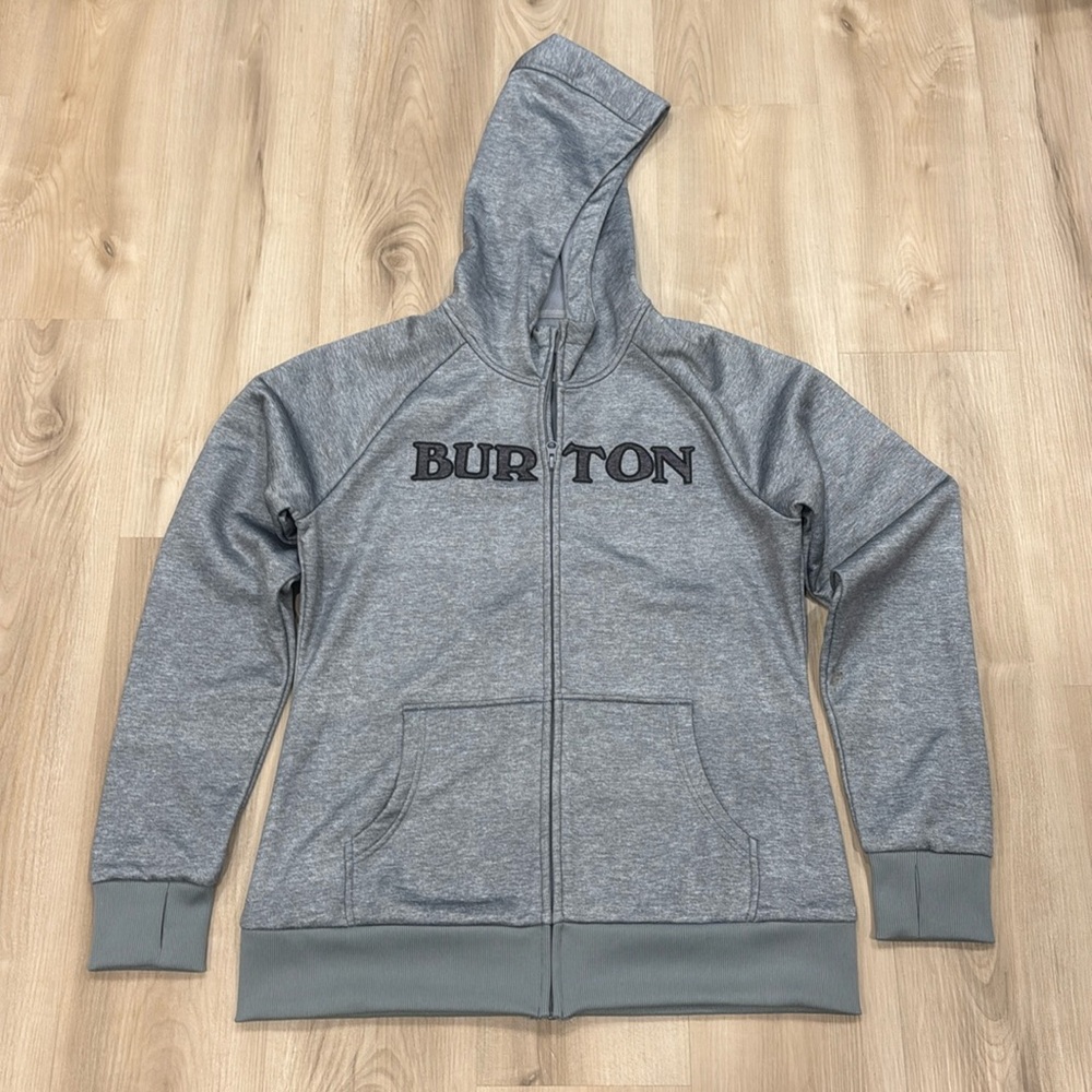 XL Grey Men's Zip up Hoodie from Burton in a grey colour with thumb hooks